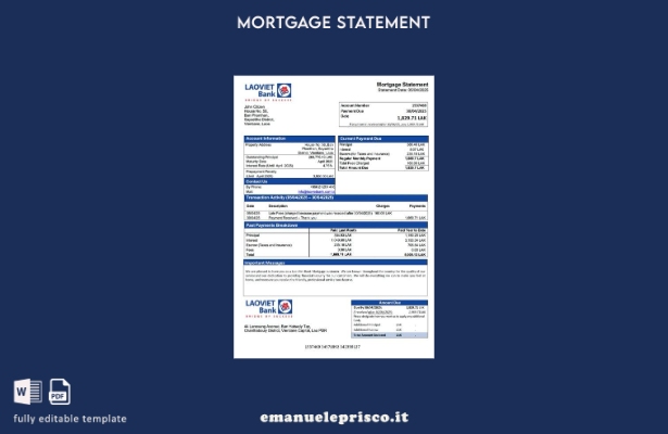 stile verificato Laos Lao Viet Bank estratto conto ipotecario Modello Word e mod